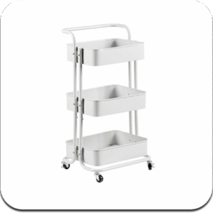 Carrito Auxiliar Metálico (Blanco, Negro y Rosa)