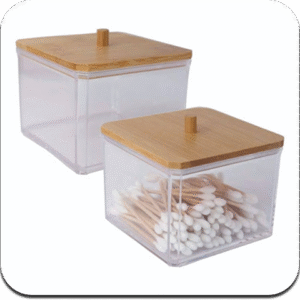 Organizador con tapa de madera (cotonete)